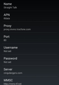 Nexus 6 APN Settings Menu