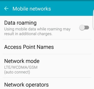 Access Point Names menu on the Galaxy S8